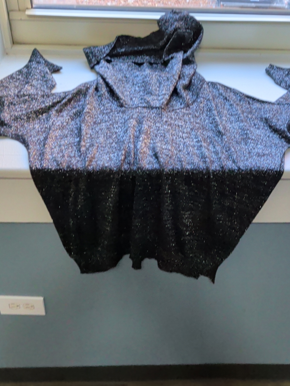 Joie Black and Silver Metallic Cold-Shoulder Hoodie